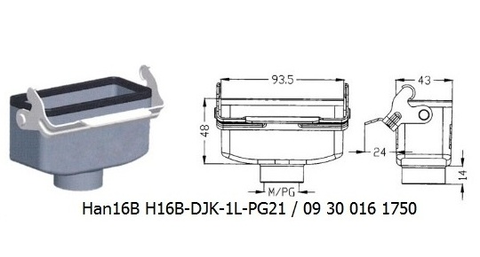 Han 16B H16B-DJK-1L-PG21 09 30 016 1750 Cable to cable coupler 1lever OUKERUI Harting ILME Heavy duty connector.jpg